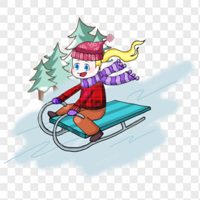 冬季冬天節氣冬裝卡通插畫滑雪