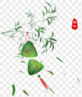 中国风卡通粽子粽叶手绘透明图