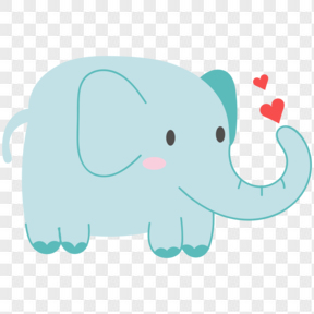 蓝色可爱的大象动物设计