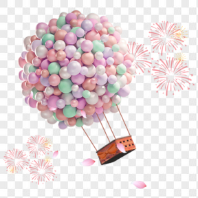 粉色气球热气球装饰图案