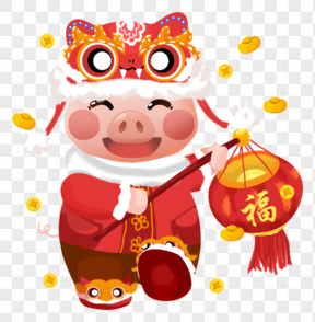 春節(jié)節(jié)日過年新年福字豬豬燈籠