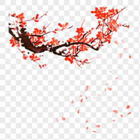 手绘中国风红色梅花