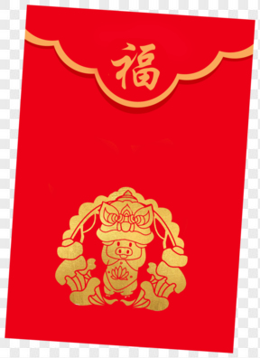 春节节日过年红包剪纸猪