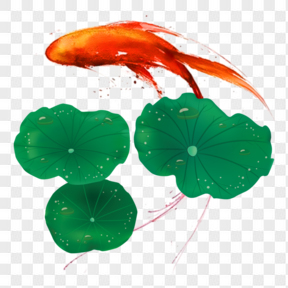 红色水彩鲤鱼装饰图案