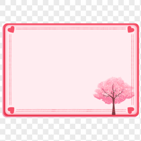 情人节七夕粉色边框樱花树