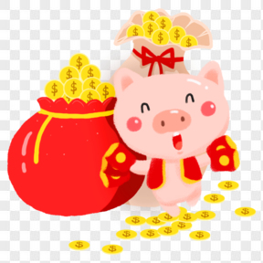 春节节日过年红包猪猪福袋金币