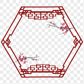 古典中国风六边形梅花边框