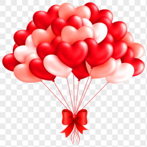 红色心形气球蝴蝶结装饰图案