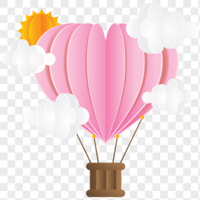 粉红折纸爱心热气球