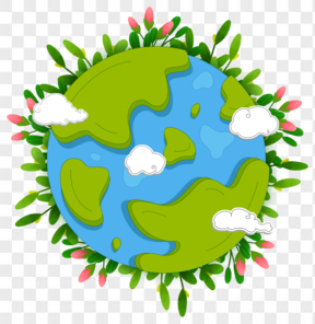 绿色地球手绘叶子卡通透明图元素