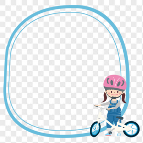 蓝色骑脚踏车女生边框