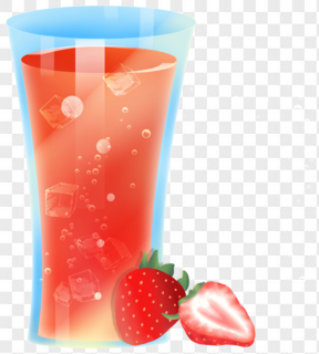  夏日手绘冰凉草莓饮料