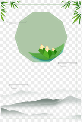  绿色剪纸风格海报边框透明图