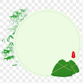 绿色竹叶边框透明元素