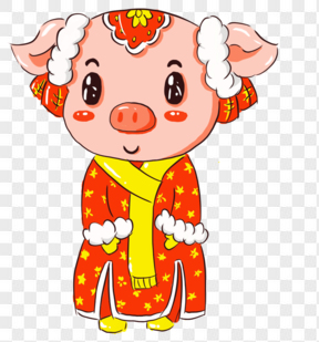 2019猪年新年手绘卡通可爱吉祥猪