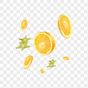 水果橙子 杨桃切片漂浮底纹