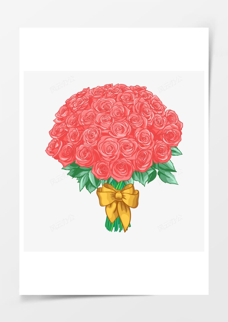 情人节粉色浪漫捧花PNG素材图片
