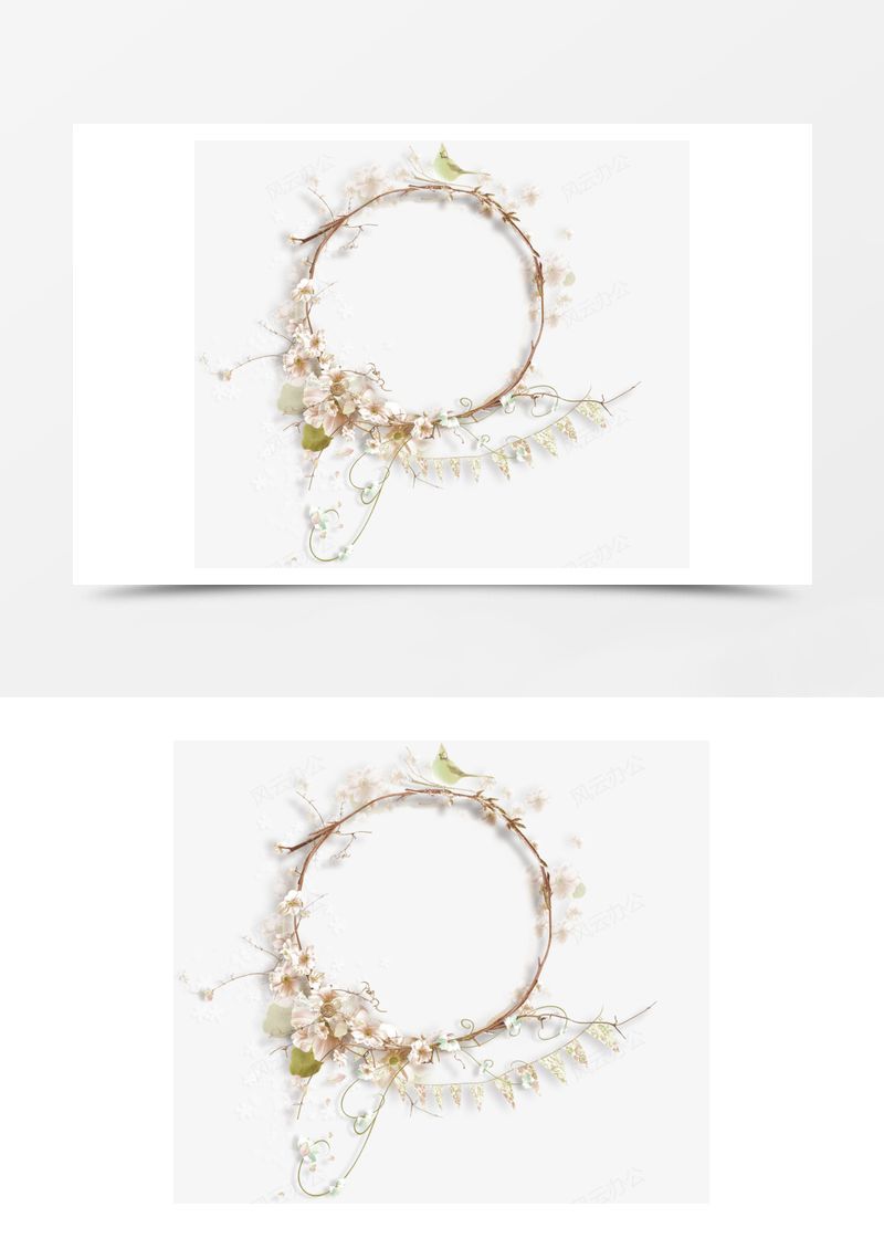 棕色簡約花藤邊框紋理PNG素材圖片