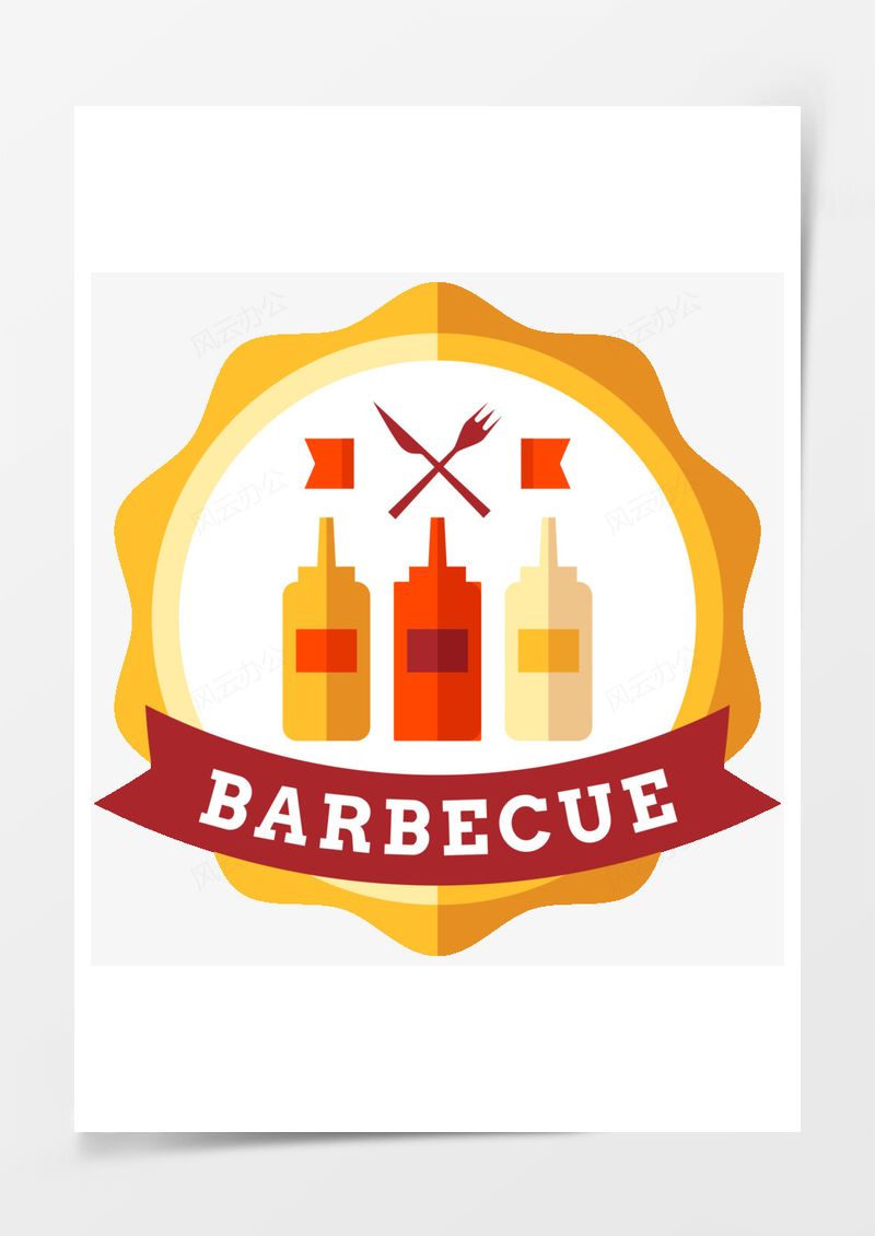 烧烤BBQ标签设计PNG素材图片