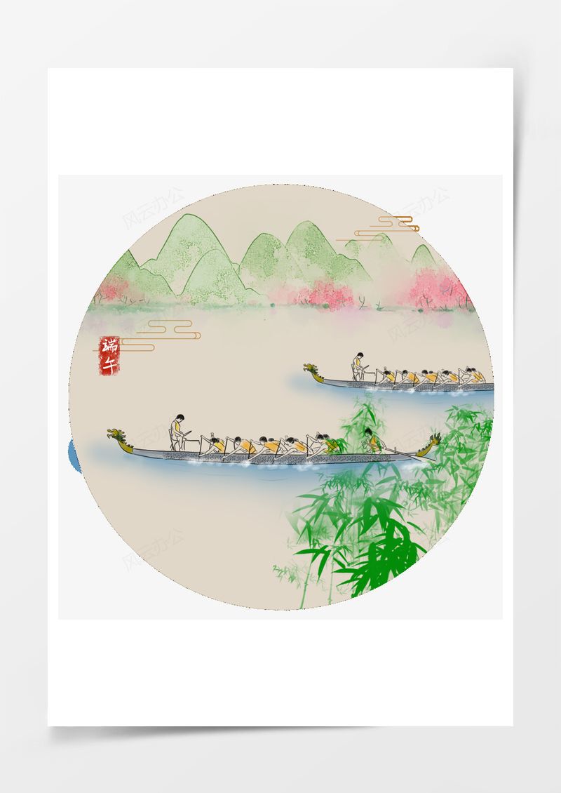 中国风端午龙舟元素免扣图PNG素材图片