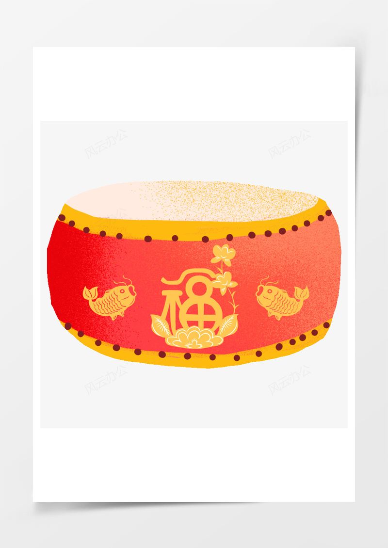 喜慶春節(jié)節(jié)日過年新年福字鼓PNG素材圖片