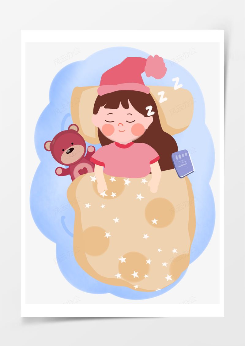 世界睡眠日女孩睡觉插图元素PNG素材图片