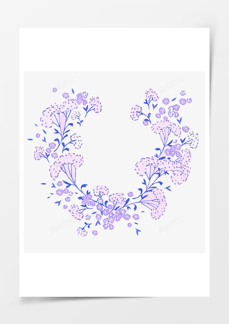 矢量紫花边框PNG素材图片