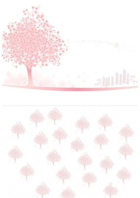淡雅粉色小樹PPT背景圖片