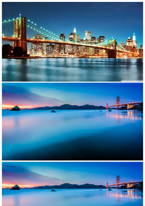 大桥璀璨霓虹灯唯美夜景高清背景图片