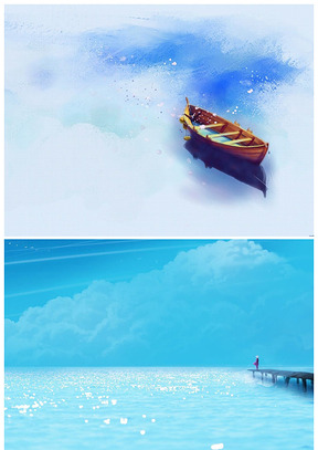海面海水大海水面上的一叶舟惯有海的ppt背景图片10张