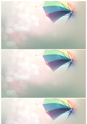 彩色雨伞朦胧光斑ppt图片