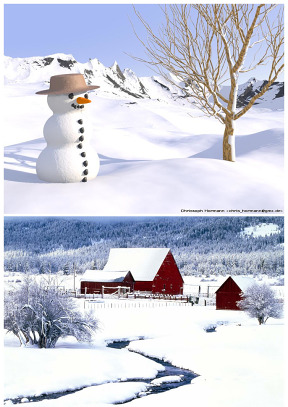 雪人 小屋漂亮的冬季雪景ppt圖片