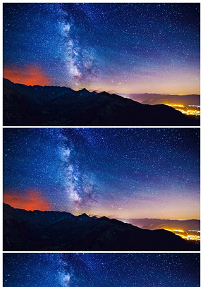 城市夜空灯光璀璨唯美蓝色星空ppt背景