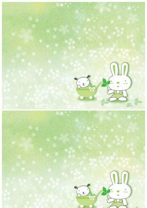 韩国风格可爱小兔淡雅绿幻灯片背景图片