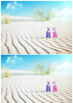 沙漠中一對可愛的小馬娃娃玩具ppt背景圖片