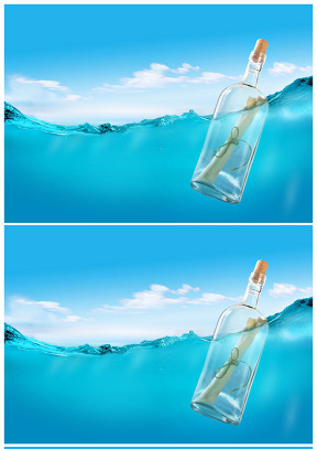 大海中的漂流瓶背景图片