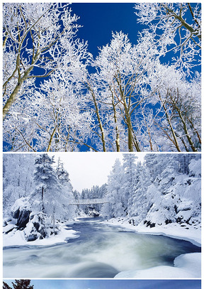 漂亮的冬季雪景ppt背景图片
