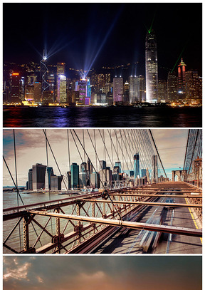 香港夜景城市桥梁建筑商务高清背景图片