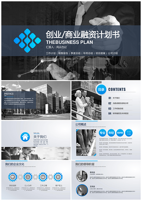 藍色精美全面商業(yè)融資計劃書PPT模板