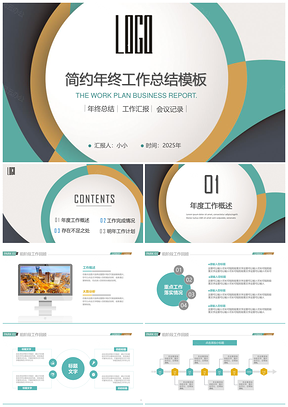 2025白色时尚创意圆圈韩式工作总结述职报告动态PPT模板
