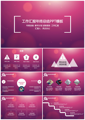 粉色工作汇报年终总结PPT模板
