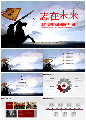 蓝色志在未来企事业总结汇报通用动态PPT模板