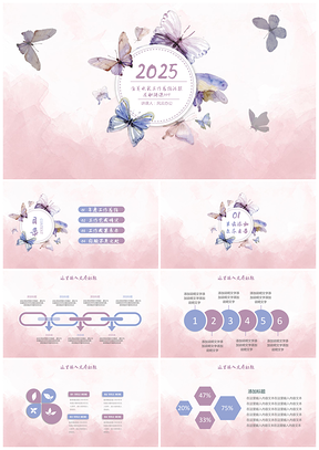 2025紫色唯美文艺水彩艺术课件教育培训工作总结汇报述职PPT模板