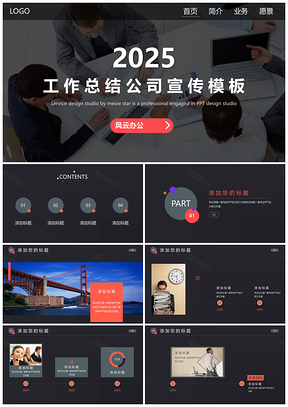 2025灰色典雅黑公司简介路演创业计划书上市融资PPT模板