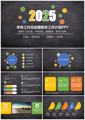 2025静态灰色年终工作总结汇报PPT模板