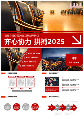 2025红色总结汇报企业部门年终总结业绩汇报动态PPT模板