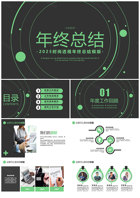 2025荧光绿透视风年终总结汇报PPT模板
