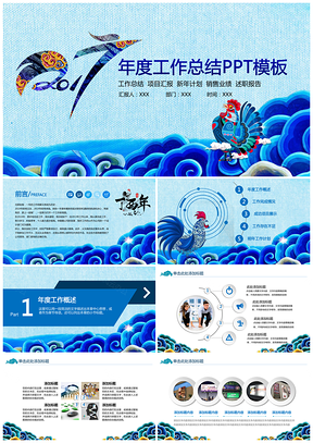 2025鸡年蓝色简约微立体风工作计划总结汇报动态PPT模板