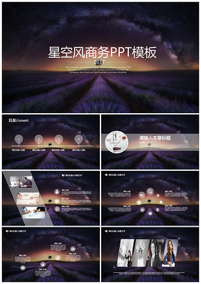 白色星空風(fēng)薰衣草商務(wù)PPT模板