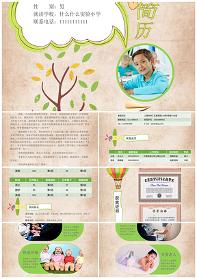 彩色小升初幼升小个人自荐简历PPT模板